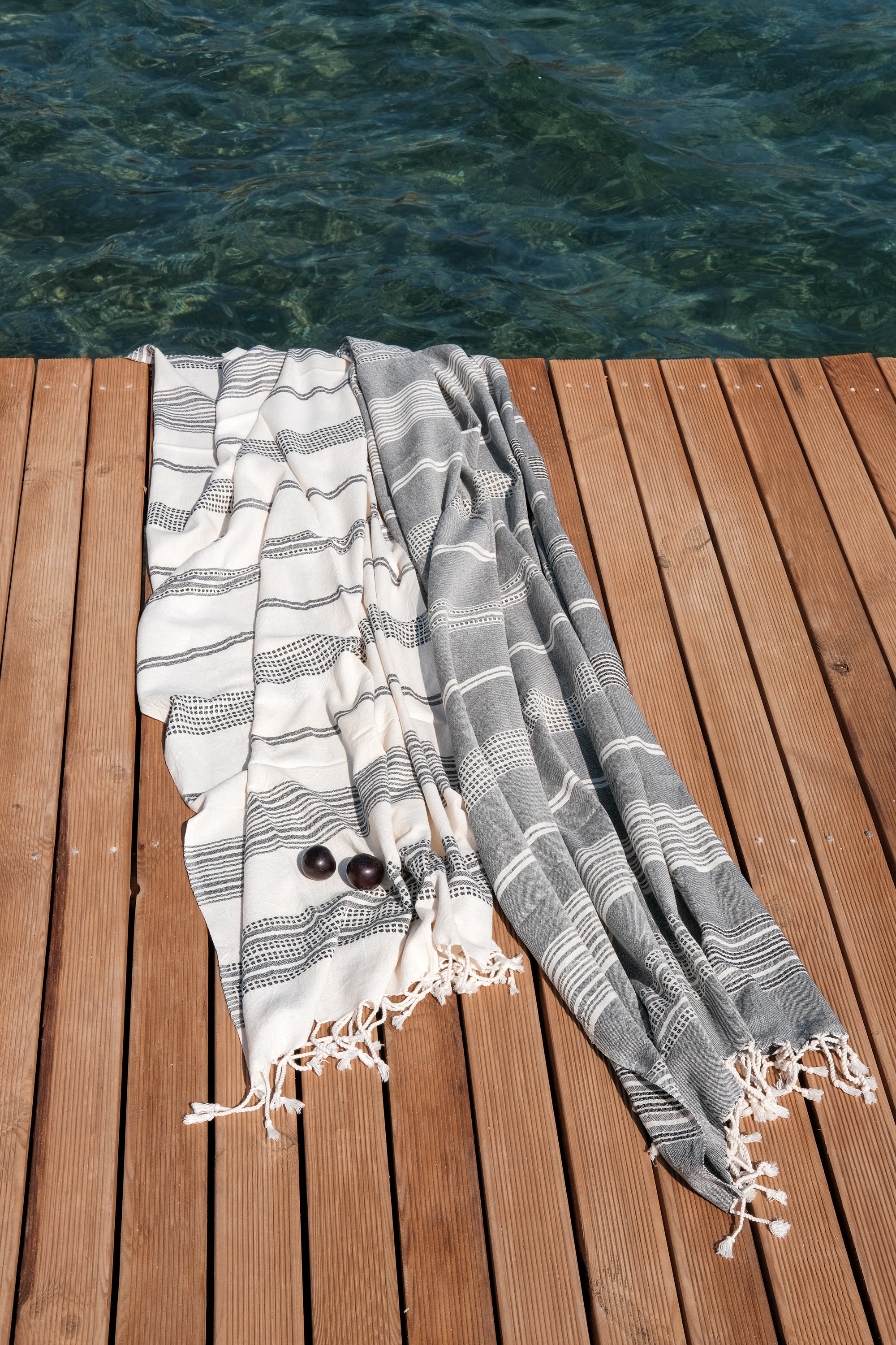 CHARM El Dokuması Peştemal, Siyah Beyaz image 2