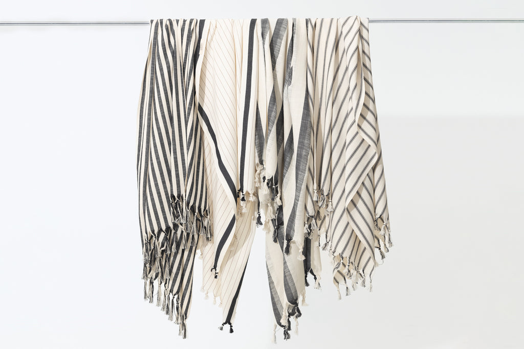 NIGHT El Dokuması Peştemal | Siyah çizgili image 3