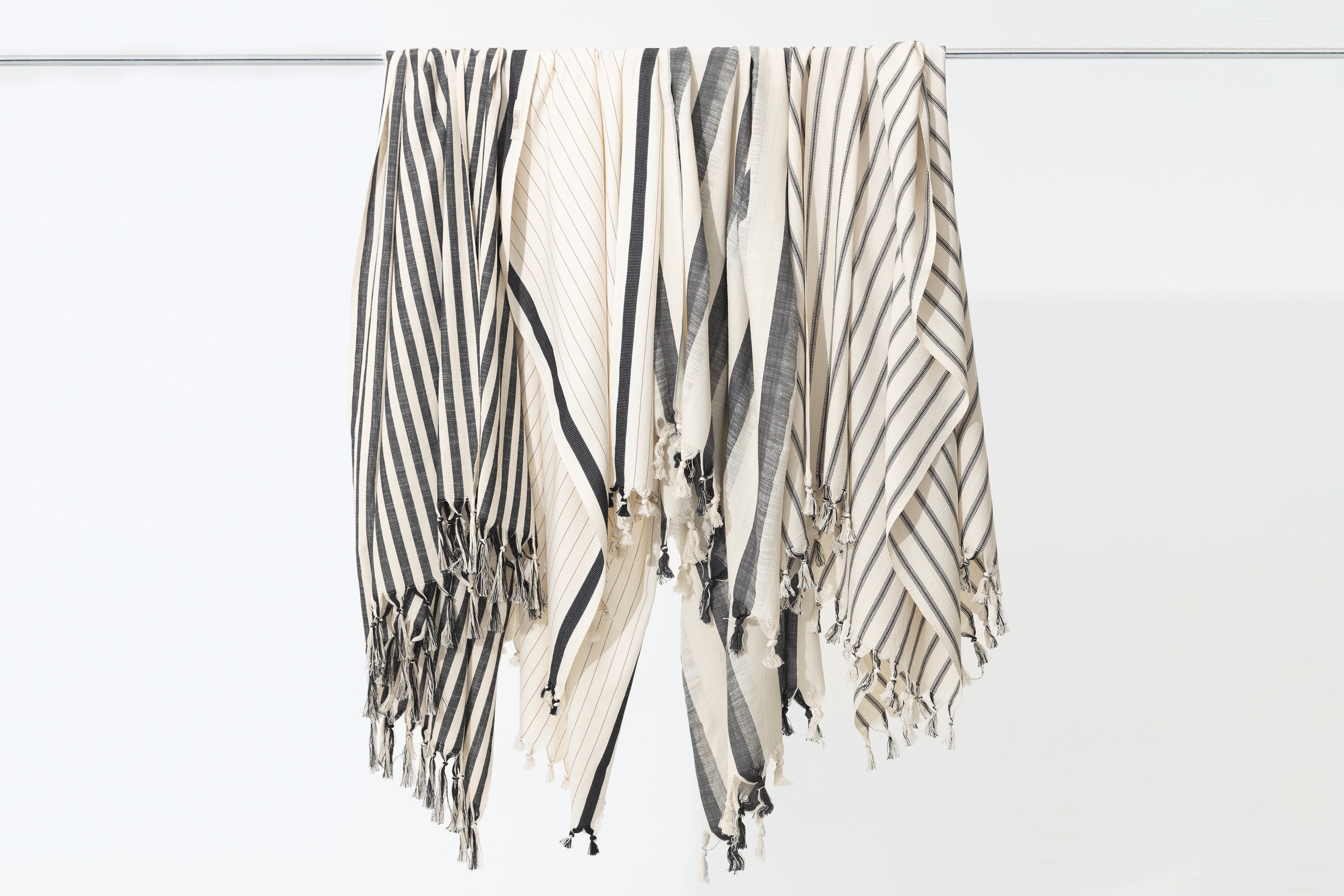 NIGHT El Dokuması Peştemal | Siyah çizgili image 3