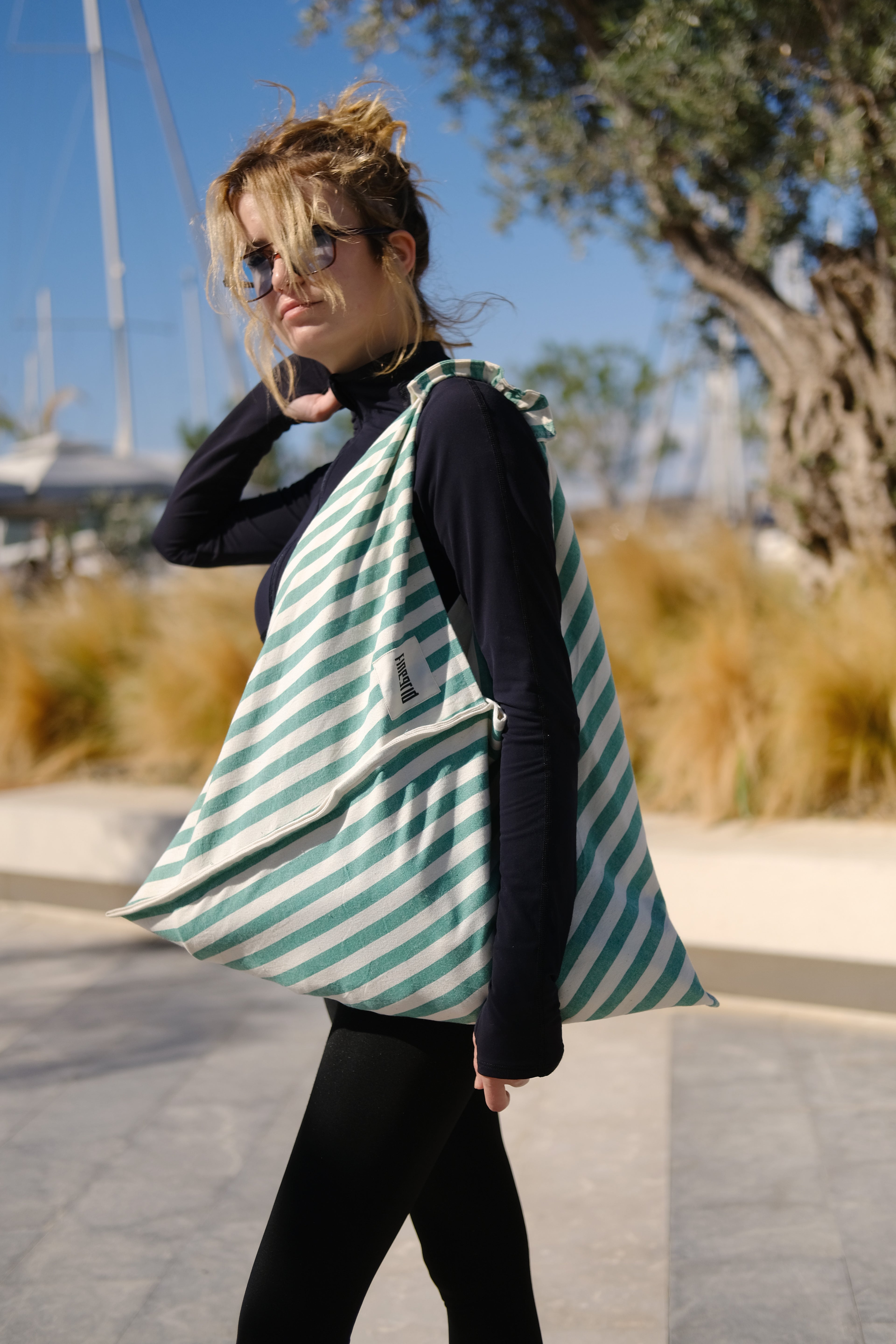 DAY Çanta | Yeşil Beyaz Çizgili