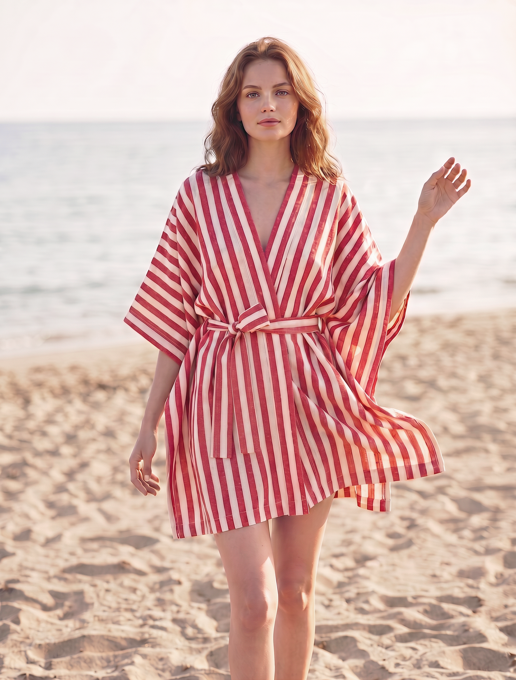 DAY Kimono | Kırmızı Çizgili