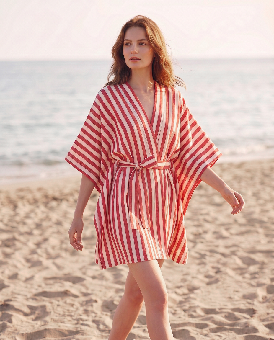 DAY Kimono | Kırmızı Çizgili
