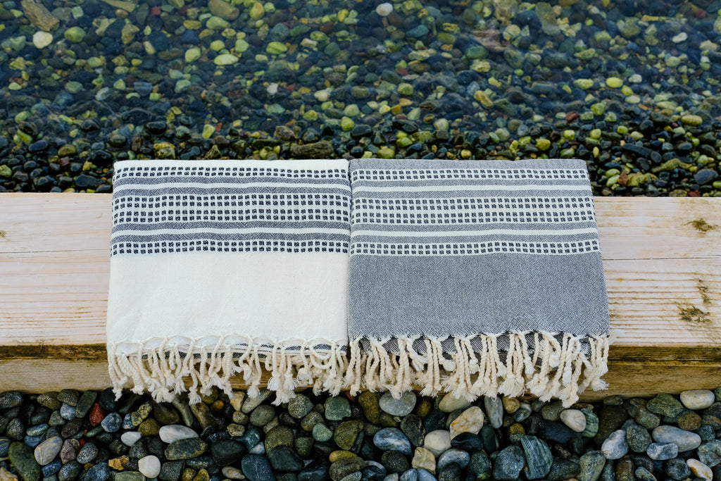 CHARM El Dokuması Peştemal, Siyah Beyaz image 9