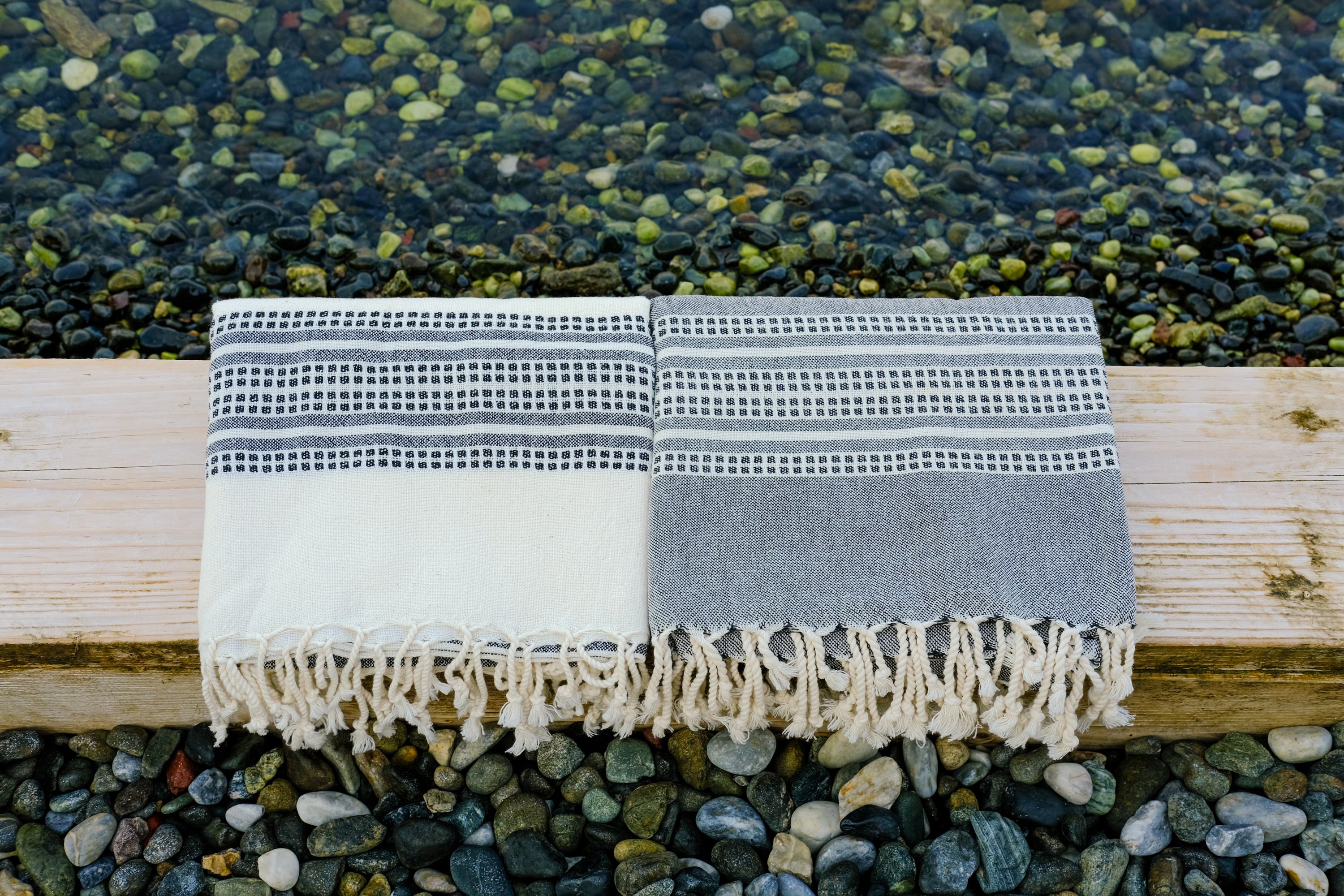 CHARM El Dokuması Peştemal, Siyah Beyaz image 9