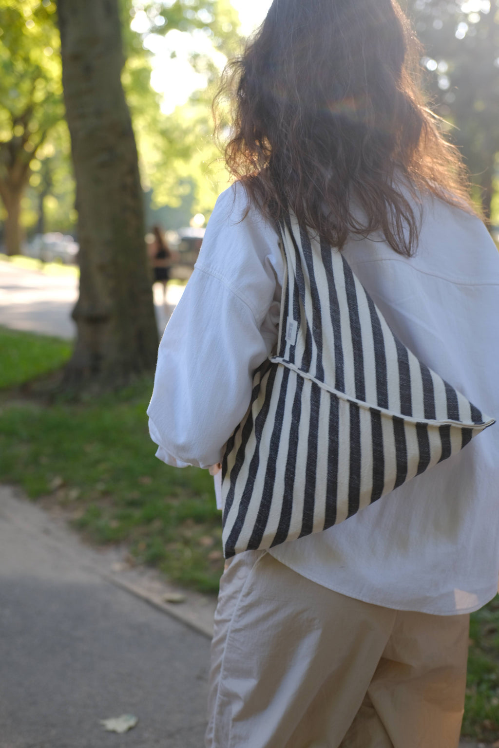 NIGHT Çanta | Siyah Beyaz Çizgili image 5