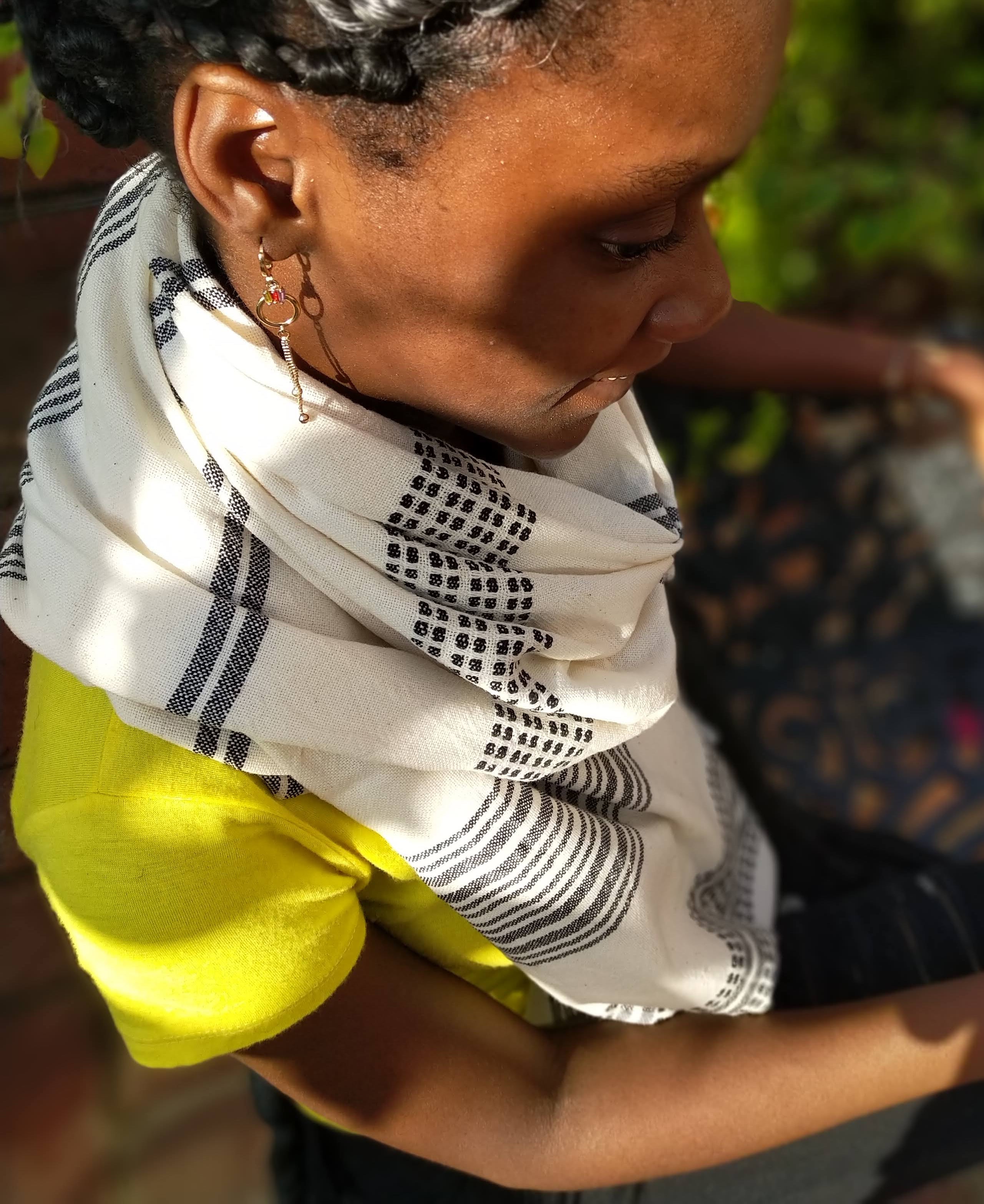 CHARM El Dokuması Peştemal, Siyah Beyaz image 7