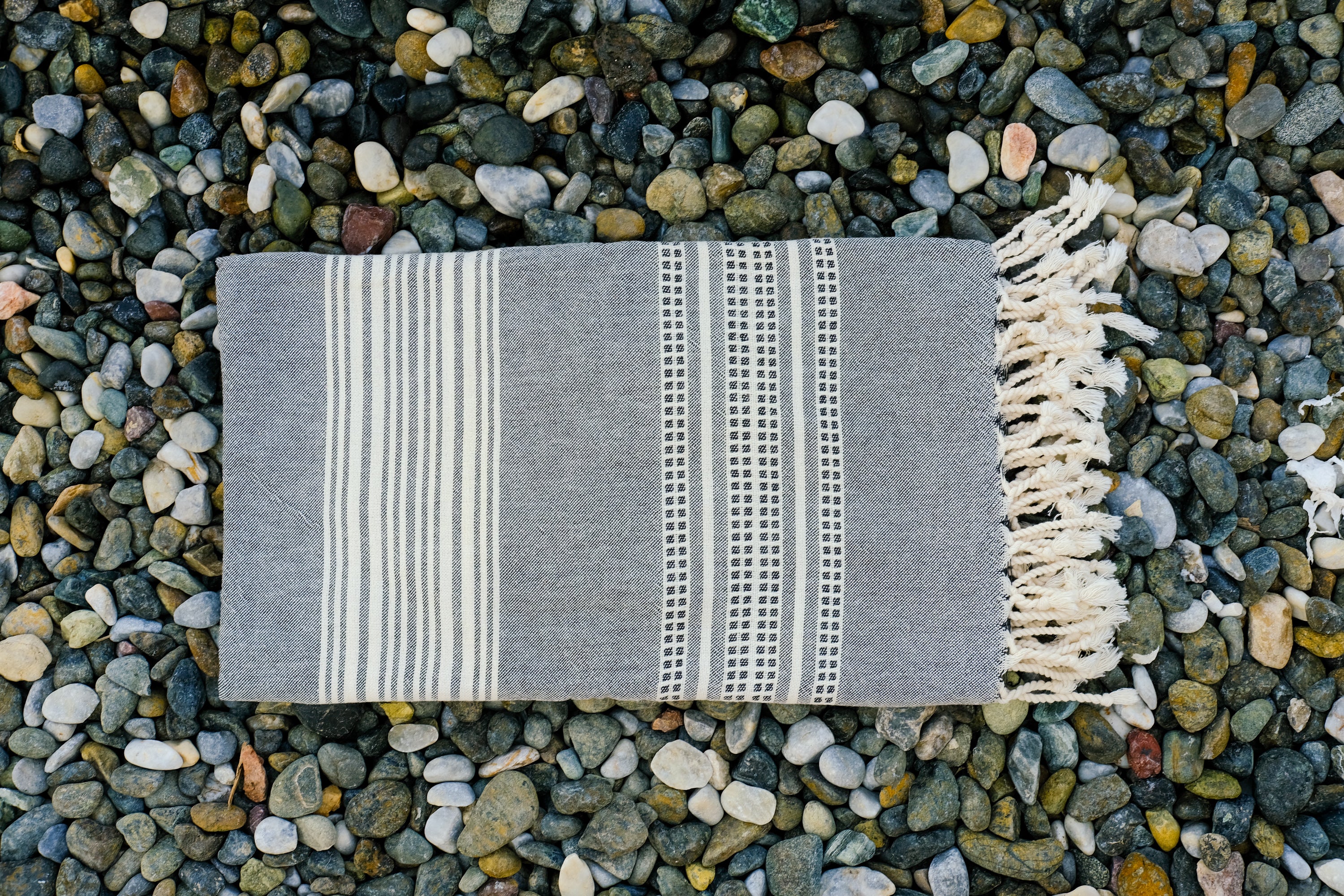 CHARM El Dokuması Peştemal, Siyah Beyaz image 10