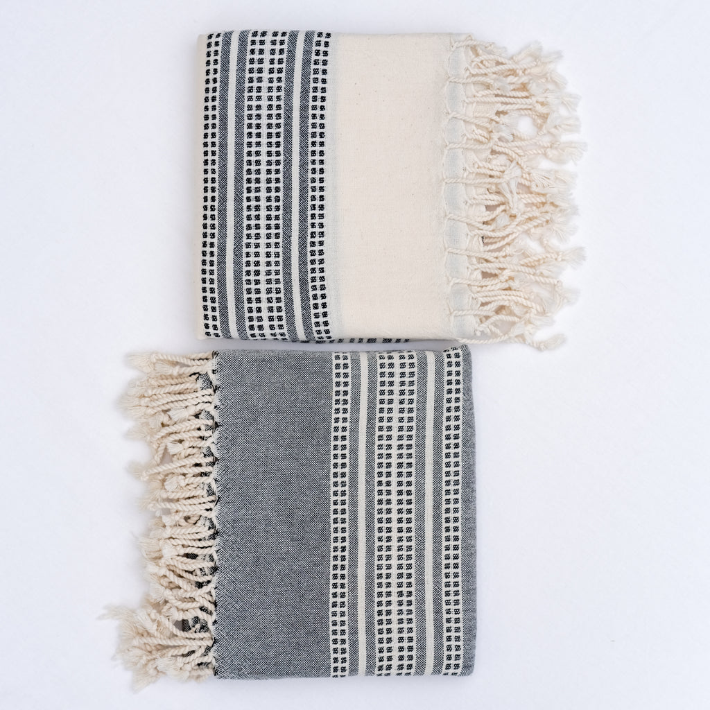 CHARM El Dokuması Peştemal, Siyah Beyaz image 0