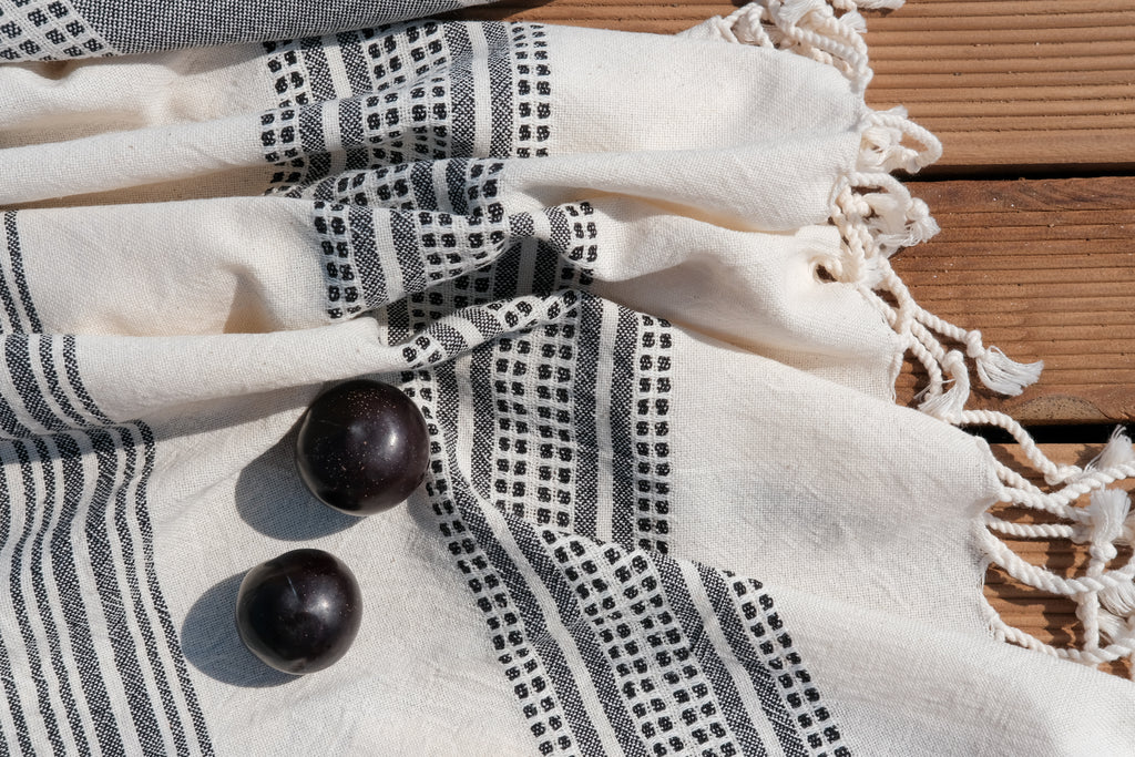 CHARM El Dokuması Peştemal, Siyah Beyaz image 6