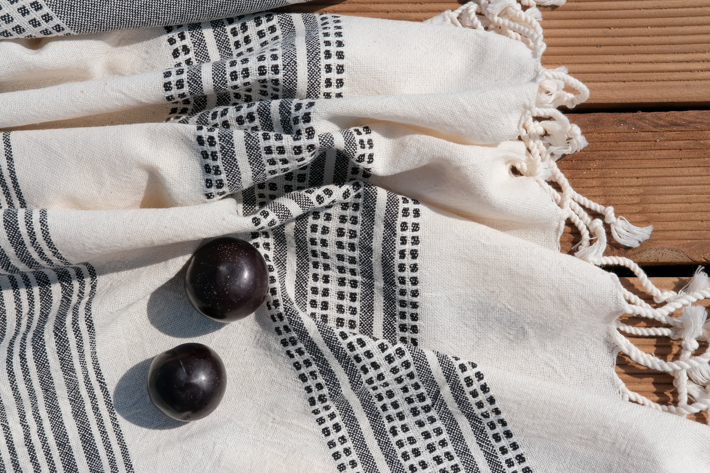 CHARM El Dokuması Peştemal, Siyah Beyaz image 6