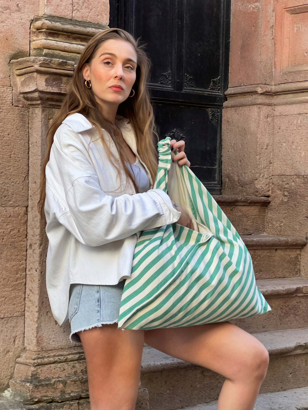 DAY Bag | Green White Striped